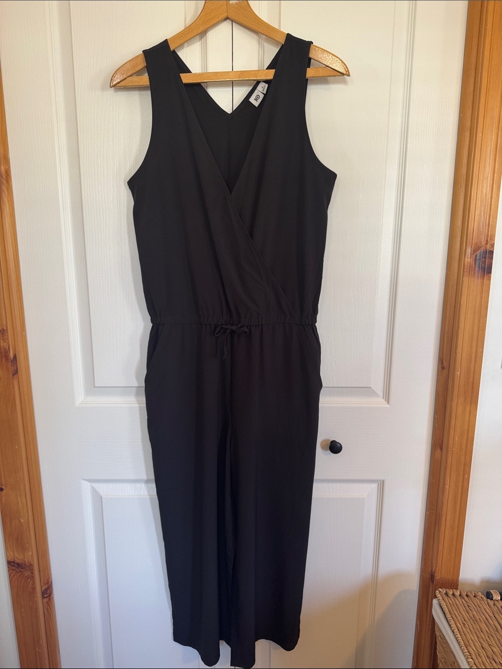 tentree Black Sleeveless V-Neck Wrap Drawstring Jumpsuit